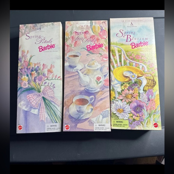 Springtime Avon/ Mattel Barbie Dolls Complete Exclusive Collectors Set of 3 NIB - Picture 5 of 6